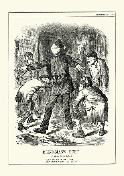 jack z ripper ślepej próby człowiek's buff, 1888 - jack the ripper stock illustrations