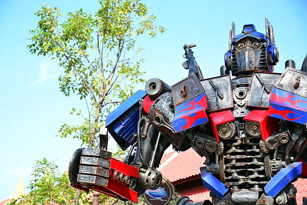 Ayutthaya,Thailand - November 08, 2014: The Replica of Optimus Prime robot made from iron part of a Car display at Thung Bua Chom floating market