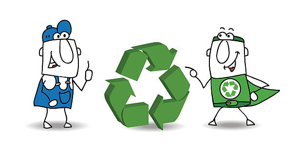 ilustrações, clipart, desenhos animados e ícones de a reciclagem de - recycling green environment superhero