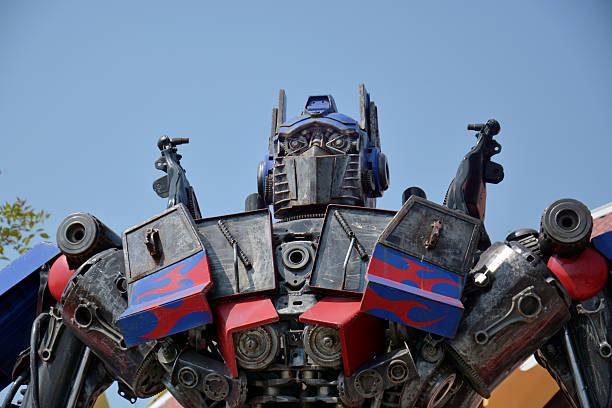 Ayutthaya,Thailand - December 28, 2013: The Replica of Optimus Prime robot made from iron part of a Car display at Thung Bua Chom floating market