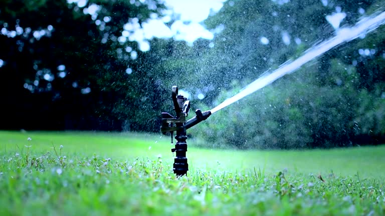 sprinkler watering lawn