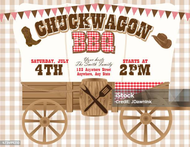 Chuckwagon Bbq Country And Western Invitation Design Template Stock Illustration - Download Image Now