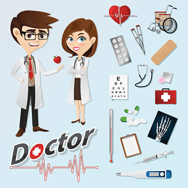 Cartoon Doctor With Medical Instruments Stock Illustration - Download Image  Now - 2015, Adult, Cheerful - iStock