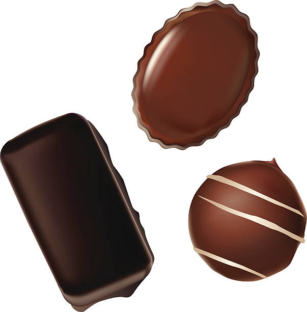 ilustrações de stock, clip art, desenhos animados e ícones de escolha de bombons de chocolate - still life white background high angle view directly above