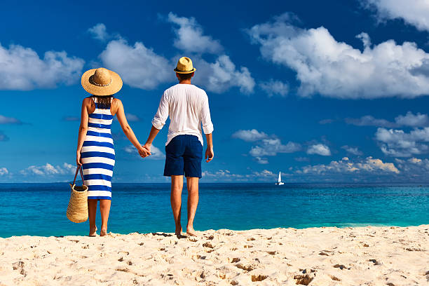 istock Couple on a beach at Seychelles 473509792