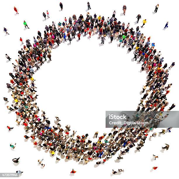 Large Crowd Of People Moving Toward The Center Stock Photo - Download Image Now - Large Group Of People, Crowd of People, Large