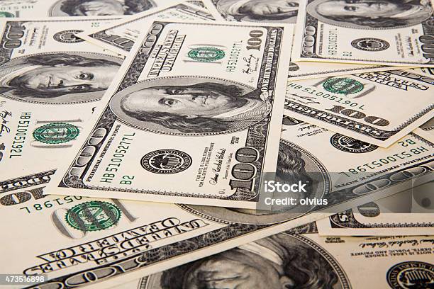 One Hundred Dollars Pile As Background Stock Photo - Download Image Now - 2015, Abundance, Backgrounds