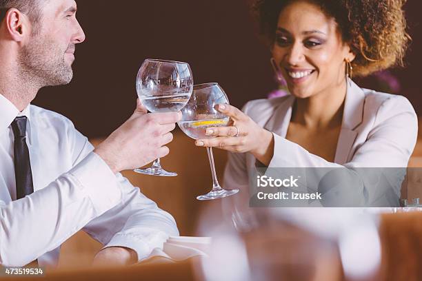 Two Happy Business People At Lunch In The Restaurant Stock Photo - Download Image Now