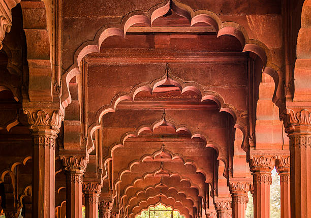 istock Ceiling arches detail at Red Fort Delhi 473522484