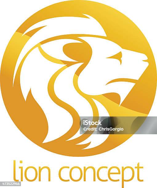 Lion Concept Circle Design Stock Illustration - Download Image Now - Lion - Feline, Profile View, Pride Of Lions