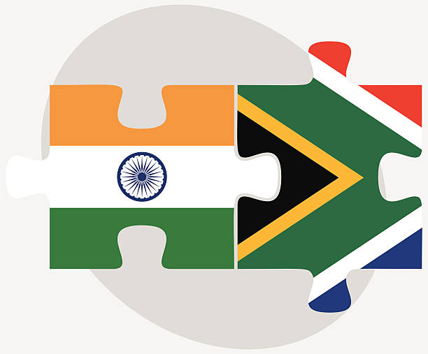illustrazioni stock, clip art, cartoni animati e icone di tendenza di india e sud africa flags in puzzle - south africa africa african music african descent