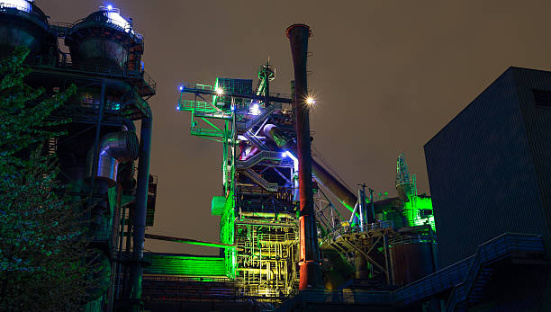 landschaftspark duisburg germany illuminated at night landschaftspark duisburg germany illuminated at night landschaftspark duisburg nord stock pictures, royalty-free photos & images