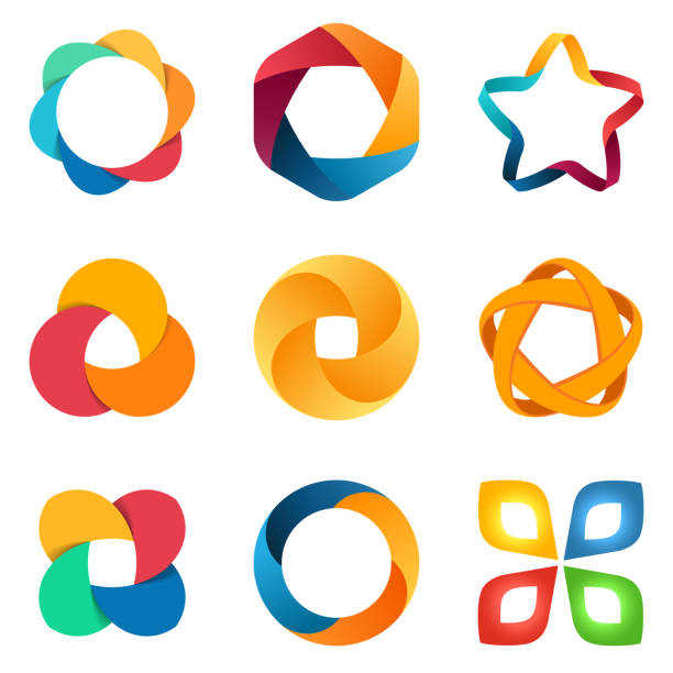 Logo templates set. Logo templates set. Abstract circle creative signs and symbols.  interlocked stock illustrations