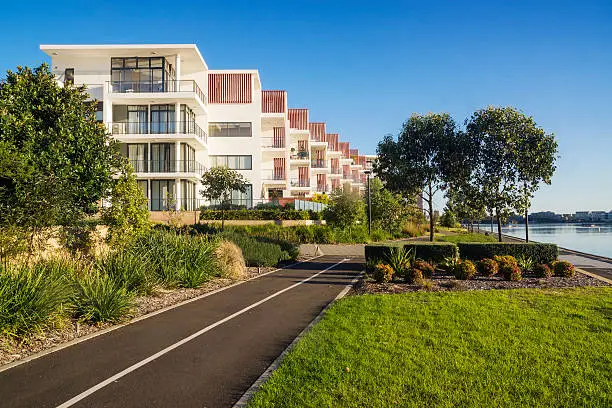 New apartments along the Rhodes foreshore, which runs along the Parramatta River, Sydney.