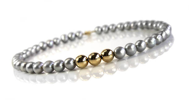 istock Beads of  gray pearls 473556476