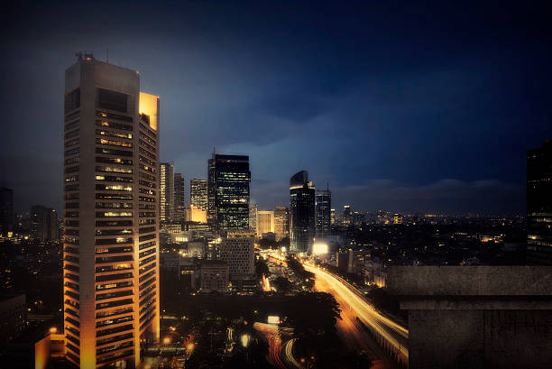 istock Jakarta City Nightscape Background 473557916