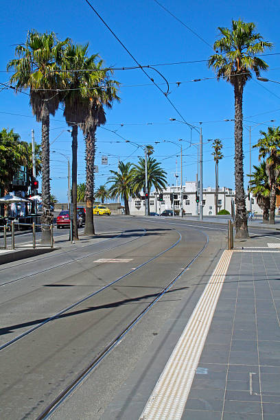 istock Summer Tram Lines at St Kilda Beach Victoria 473558020