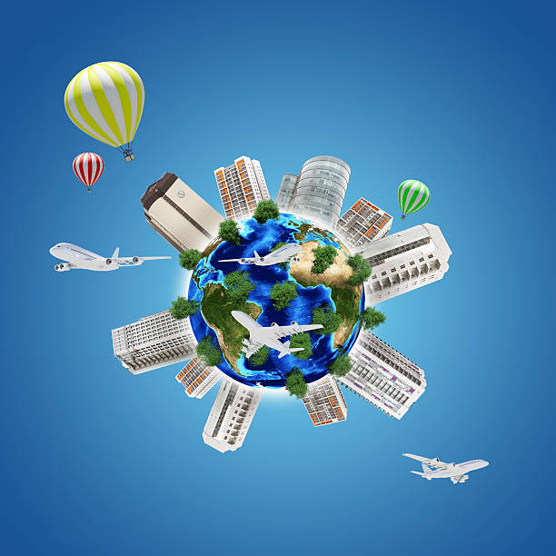 istock Earth model with city around 473563158