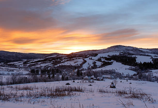 istock Sunrise Carpathian mountain winter view. 473565424