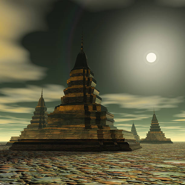 istock Digital Illustration of a surreal Pagoda 473566152