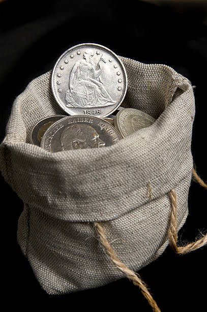 istock Old silver dollar of USA 473568756