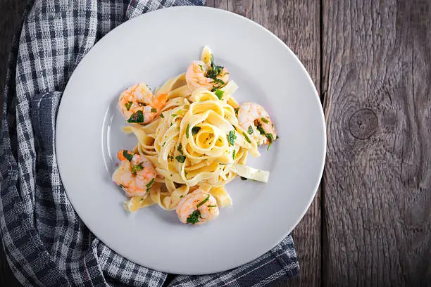 Tagliatelle with shrimps