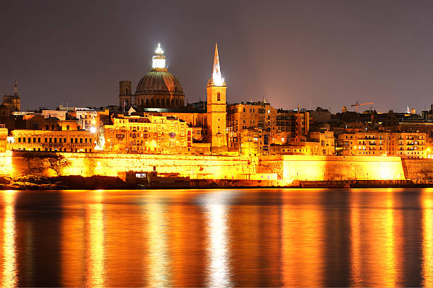 istock The view on Valletta in night illumination, Sliema, Malta 473571682