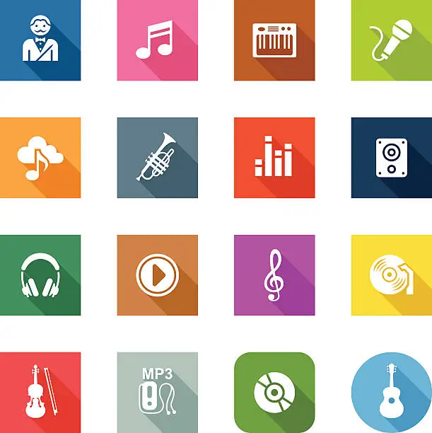 Vector illustration of Flat Icons - Music