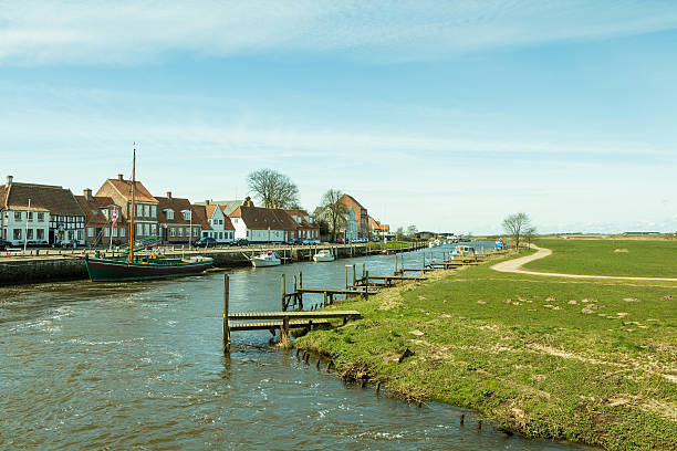 View at the old town of Ribe, Denmark. View at the river of Ribe, Denmark. ribe town photos stock pictures, royalty-free photos & images
