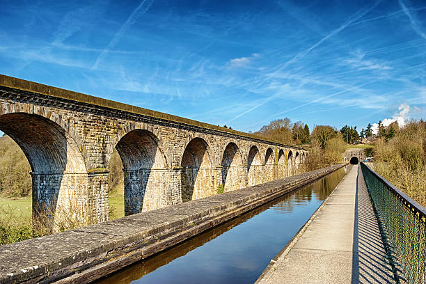 Perspective view of Chirk viaduct and aquaduct stock photo