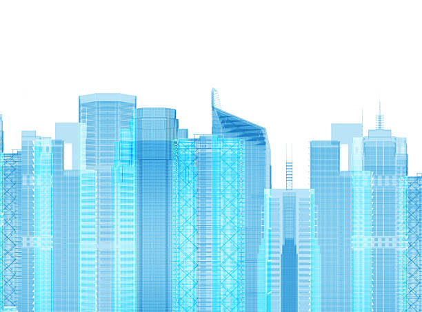Design of 3d model city on isolated white background