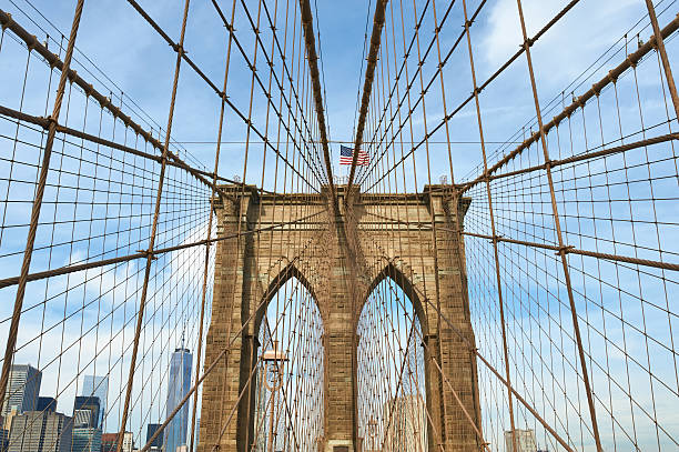 istock Brooklyn bridge pillar, New York City 473586828