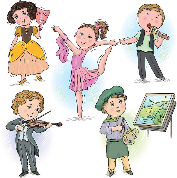 illustrations, cliparts, dessins animés et icônes de profession créative pour les enfants - little girls child ballet disguise