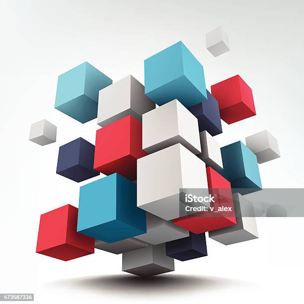 Composition With 3d Cubes Stock Illustration - Download Image Now - Cube Shape, Three Dimensional, Construction Frame