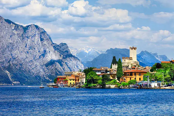  Lago Di Garda,View With Castle In Malcesine.