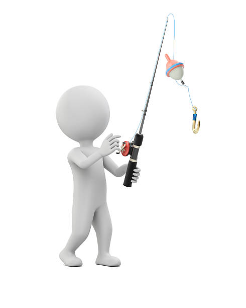 Relaxed army soldier enjoys fishing on his days off, 3d illustration render