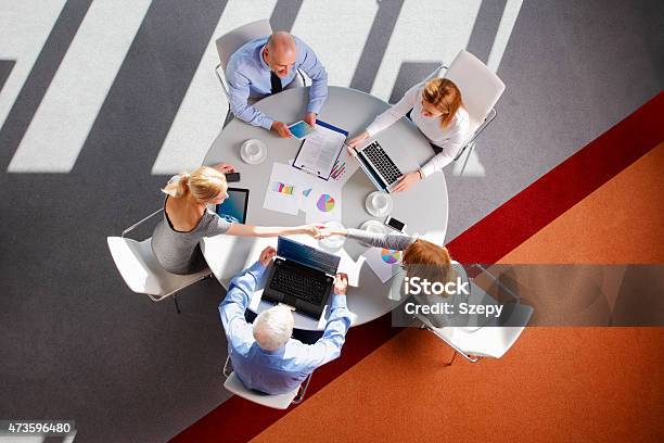 Business Meeting Stock Photo - Download Image Now - High Angle View, Business Meeting, Meeting