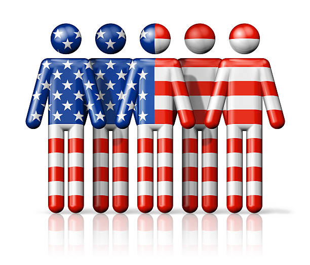istock Flag of USA on stick figure 473598884