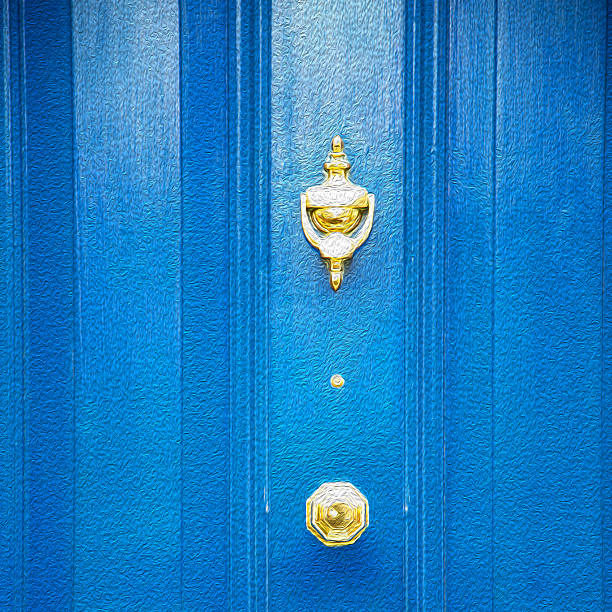 istock blue handle in london antique brown door 473599294