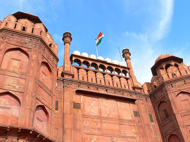 istock Red Fort, Delhi, India with national flag 473603116