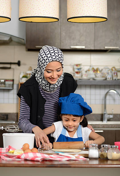 Moslem Woman Teaching Her Daughter