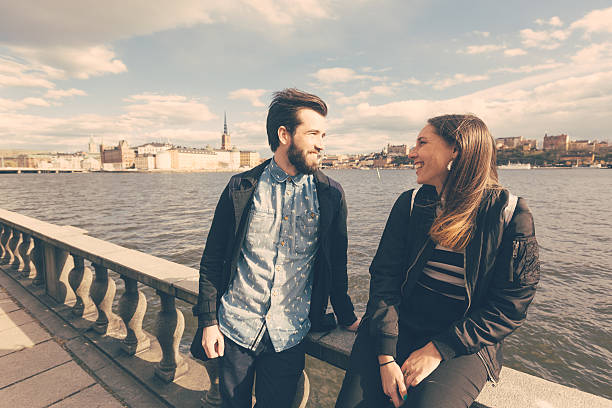 istock Young hipster couple visiting Stockholm 473604340