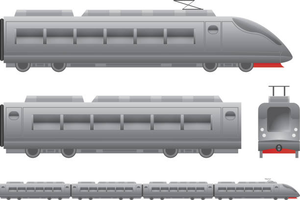 szary pociąg osobowy - locomotive steam train train snow stock illustrations