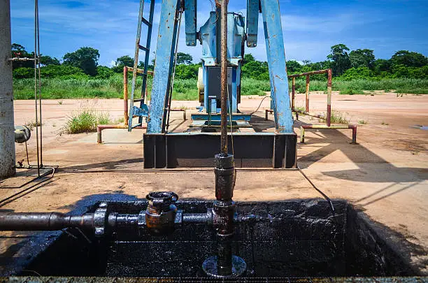Onshore oil well (pumpjack) in Angola (Soyo province)