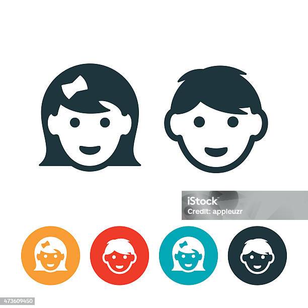 Little Girl And Boy Avatars Stock Illustration - Download Image Now - Icon Symbol, Child, Girls