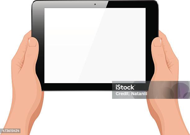 Tablet Pc In Hands Stock Illustration - Download Image Now - Digital Tablet, E-Reader, Equipment