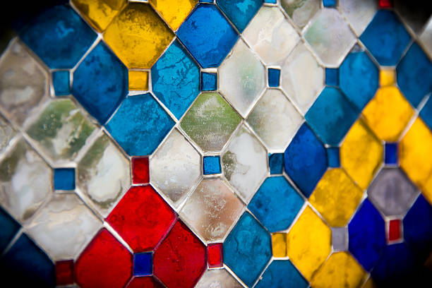 Glass mosaic on the wall of Wat Phra Kaew in Bangkok, Thailand