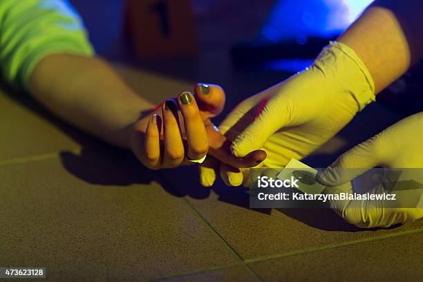 Forensic Scientist Taking Fingerprint Stock Photo - Download Image Now - 2015, Adult, Asking