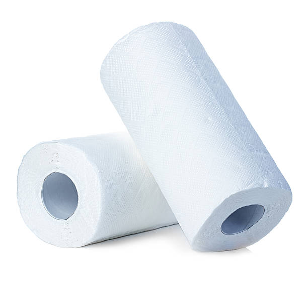 istock Rolls of paper towels, isolated on white background 473625278