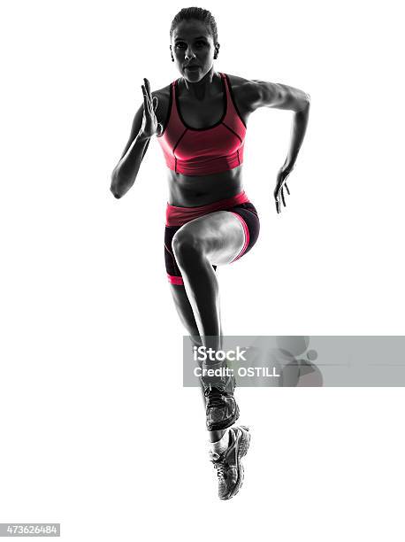 Frau Läufer Jogger Laufen Joggen Silhouette Stockfoto und mehr Bilder von Rennen - Körperliche Aktivität - Rennen - Körperliche Aktivität, Athlet, Eine Frau allein